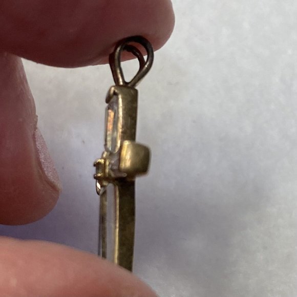 Gold Tone Clear Beveled Crystal Cross Pendant Necklace 925..........133 - Picture 10 of 10
